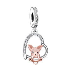 Load image into Gallery viewer, Adorable Rose Gold Chihuahua Dangle Charm – Silver Heart Jewelry-FCJ3019-1