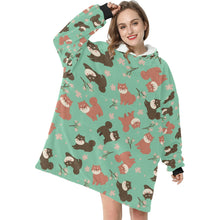 Load image into Gallery viewer, Adorable Shiba Inu with Blossoms Blanket Hoodie-23