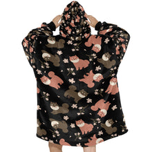 Load image into Gallery viewer, Adorable Shiba Inu with Blossoms Blanket Hoodie-36