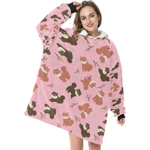 Load image into Gallery viewer, Adorable Shiba Inu with Blossoms Blanket Hoodie-8