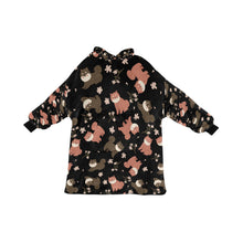 Load image into Gallery viewer, Adorable Shiba Inu with Blossoms Blanket Hoodie-Black-ONE SIZE-34