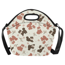Load image into Gallery viewer, Adorable Shiba Inu with Blossoms Neoprene Lunch Bag-Ivory-ONESIZE-1