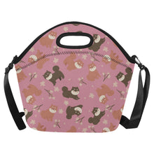 Load image into Gallery viewer, Adorable Shiba Inu with Blossoms Neoprene Lunch Bag-PaleVioletRed-ONESIZE-11