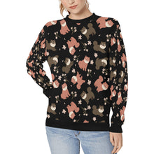 Load image into Gallery viewer, Adorable Shiba Inu with Blossoms Sweatshirt for Women-Apparel-Apparel, Dog Mom Gifts, Shiba Inu, Sweatshirt-Midnight Black-S-9