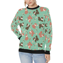 Load image into Gallery viewer, Adorable Shiba Inu with Blossoms Sweatshirt for Women-Apparel-Apparel, Dog Mom Gifts, Shiba Inu, Sweatshirt-Mint Green-S-6
