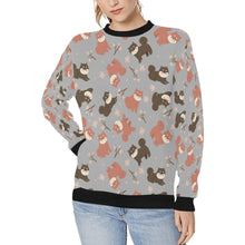 Load image into Gallery viewer, Adorable Shiba Inu with Blossoms Sweatshirt for Women-Apparel-Apparel, Dog Mom Gifts, Shiba Inu, Sweatshirt-Parisian Gray-S-8