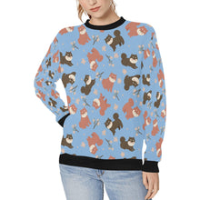 Load image into Gallery viewer, Adorable Shiba Inu with Blossoms Sweatshirt for Women-Apparel-Apparel, Dog Mom Gifts, Shiba Inu, Sweatshirt-Sky Blue-S-4