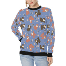 Load image into Gallery viewer, Adorable Shiba Inu with Blossoms Sweatshirt for Women-Apparel-Apparel, Dog Mom Gifts, Shiba Inu, Sweatshirt-Slate Blue-S-5