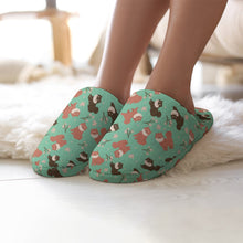 Load image into Gallery viewer, Adorable Shiba Inu with Blossoms Women's Cotton Mop Slippers-Footwear-Accessories, Dog Mom Gifts, Shiba Inu, Slippers-7
