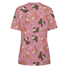 Load image into Gallery viewer, Adorable Shiba Inu with Blossoms Women's Cotton T-Shirt-Apparel-Apparel, Dog Mom Gifts, Shiba Inu, Shirt-15