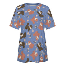 Load image into Gallery viewer, Adorable Shiba Inu with Blossoms Women's Cotton T-Shirt-Apparel-Apparel, Dog Mom Gifts, Shiba Inu, Shirt-20