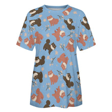 Load image into Gallery viewer, Adorable Shiba Inu with Blossoms Women's Cotton T-Shirt-Apparel-Apparel, Dog Mom Gifts, Shiba Inu, Shirt-21