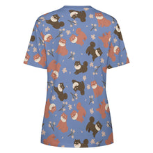 Load image into Gallery viewer, Adorable Shiba Inu with Blossoms Women's Cotton T-Shirt-Apparel-Apparel, Dog Mom Gifts, Shiba Inu, Shirt-23