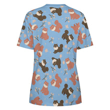 Load image into Gallery viewer, Adorable Shiba Inu with Blossoms Women's Cotton T-Shirt-Apparel-Apparel, Dog Mom Gifts, Shiba Inu, Shirt-26