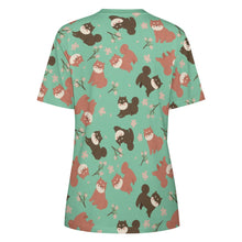 Load image into Gallery viewer, Adorable Shiba Inu with Blossoms Women's Cotton T-Shirt-Apparel-Apparel, Dog Mom Gifts, Shiba Inu, Shirt-29