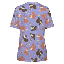 Load image into Gallery viewer, Adorable Shiba Inu with Blossoms Women's Cotton T-Shirt-Apparel-Apparel, Dog Mom Gifts, Shiba Inu, Shirt-32