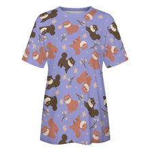 Load image into Gallery viewer, Adorable Shiba Inu with Blossoms Women's Cotton T-Shirt-Apparel-Apparel, Dog Mom Gifts, Shiba Inu, Shirt-33