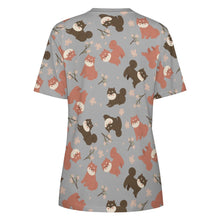 Load image into Gallery viewer, Adorable Shiba Inu with Blossoms Women's Cotton T-Shirt-Apparel-Apparel, Dog Mom Gifts, Shiba Inu, Shirt-35