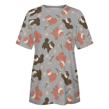 Load image into Gallery viewer, Adorable Shiba Inu with Blossoms Women's Cotton T-Shirt-Apparel-Apparel, Dog Mom Gifts, Shiba Inu, Shirt-38