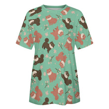 Load image into Gallery viewer, Adorable Shiba Inu with Blossoms Women's Cotton T-Shirt-Apparel-Apparel, Dog Mom Gifts, Shiba Inu, Shirt-40