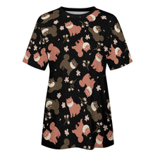 Load image into Gallery viewer, Adorable Shiba Inu with Blossoms Women's Cotton T-Shirt-Apparel-Apparel, Dog Mom Gifts, Shiba Inu, Shirt-41