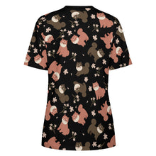 Load image into Gallery viewer, Adorable Shiba Inu with Blossoms Women's Cotton T-Shirt-Apparel-Apparel, Dog Mom Gifts, Shiba Inu, Shirt-45