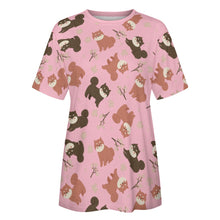 Load image into Gallery viewer, Adorable Shiba Inu with Blossoms Women's Cotton T-Shirt-Apparel-Apparel, Dog Mom Gifts, Shiba Inu, Shirt-5