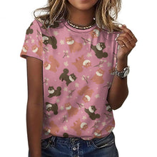 Load image into Gallery viewer, Adorable Shiba Inu with Blossoms Women's Cotton T-Shirt-Apparel-Apparel, Dog Mom Gifts, Shiba Inu, Shirt-Dusty Pink-2XS-9