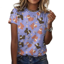 Load image into Gallery viewer, Adorable Shiba Inu with Blossoms Women's Cotton T-Shirt-Apparel-Apparel, Dog Mom Gifts, Shiba Inu, Shirt-Lavender Purple-2XS-28