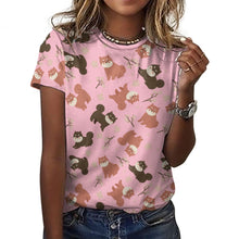 Load image into Gallery viewer, Adorable Shiba Inu with Blossoms Women's Cotton T-Shirt-Apparel-Apparel, Dog Mom Gifts, Shiba Inu, Shirt-Light Pink-2XS-4