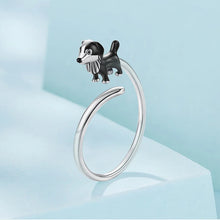 Load image into Gallery viewer, Adorable Sterling Silver Border Collie Open Ring Gift-10