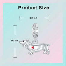 Load image into Gallery viewer, Adorable Sterling Silver Dachshund Charm – Red Heart Gift-6