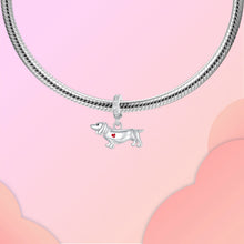 Load image into Gallery viewer, Adorable Sterling Silver Dachshund Charm – Red Heart Gift-7