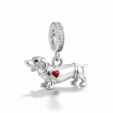 Adorable Sterling Silver Dachshund Charm Red Heart Gift 360x