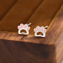 Load image into Gallery viewer, Adorable Sterling Silver Dog Paw Earrings – Cute Gift-2