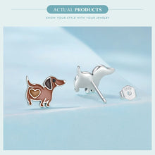 Load image into Gallery viewer, Adorable Sterling Silver Heart Dachshund Stud Earrings-4