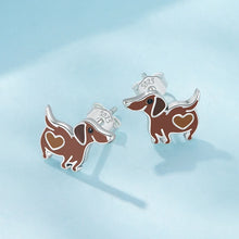 Load image into Gallery viewer, Adorable Sterling Silver Heart Dachshund Stud Earrings-2