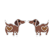 Load image into Gallery viewer, Adorable Sterling Silver Heart Dachshund Stud Earrings-Dachshund-5