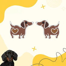 Load image into Gallery viewer, Adorable Sterling Silver Heart Dachshund Stud Earrings-1