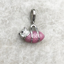 Load image into Gallery viewer, Adorable Westie in Pink Bag Silver Pendant Charm-1