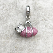 Load image into Gallery viewer, Adorable Westie in Pink Bag Silver Pendant Charm-2