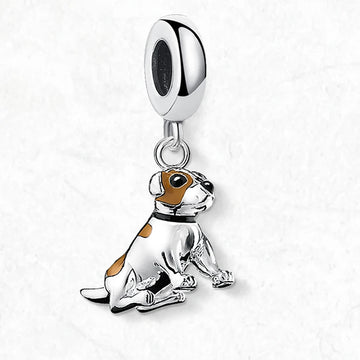 Adorable White And Tan Jack Russell Terrier Silver Charm Ring 360x