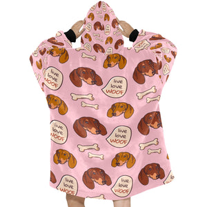 Live Love Woof Dachshunds Blanket Hoodie for Women - 4 Colors-Apparel-Apparel, Blankets, Dachshund-2