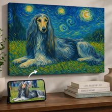 Load image into Gallery viewer, Photo of starry night inspired afghan hound wall art