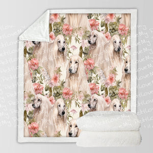 Afghan Hounds in a Floral Symphony Soft Warm Fleece Blanket-Blanket-Afghan Hound, Blankets, Home Decor-10