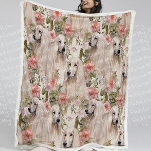 Afghan Hounds in a Floral Symphony Soft Warm Fleece Blanket-Blanket-Afghan Hound, Blankets, Home Decor-2