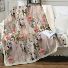 Load image into Gallery viewer, Afghan Hounds in a Floral Symphony Soft Warm Fleece Blanket-Blanket-Afghan Hound, Blankets, Home Decor-Small-1