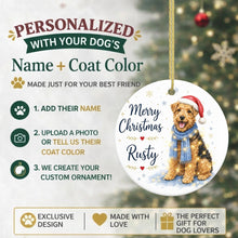 Load image into Gallery viewer, Airedale Terrier Christmas Ornament - Cozy Winter Pet Portrait Design - Personalize with Photo and Name-Christmas Ornament-Christmas,Christmas Ornament,Personalize Artwork-2