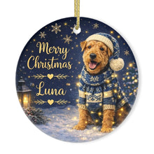 Load image into Gallery viewer, Airedale Terrier Christmas Ornament - Cozy Winter Pet Portrait Design - Personalize with Photo and Name-Christmas Ornament-Christmas,Christmas Ornament,Personalize Artwork-3