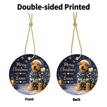 Load image into Gallery viewer, Airedale Terrier Christmas Ornament - Cozy Winter Pet Portrait Design - Personalize with Photo and Name-Christmas Ornament-Christmas,Christmas Ornament,Personalize Artwork-4